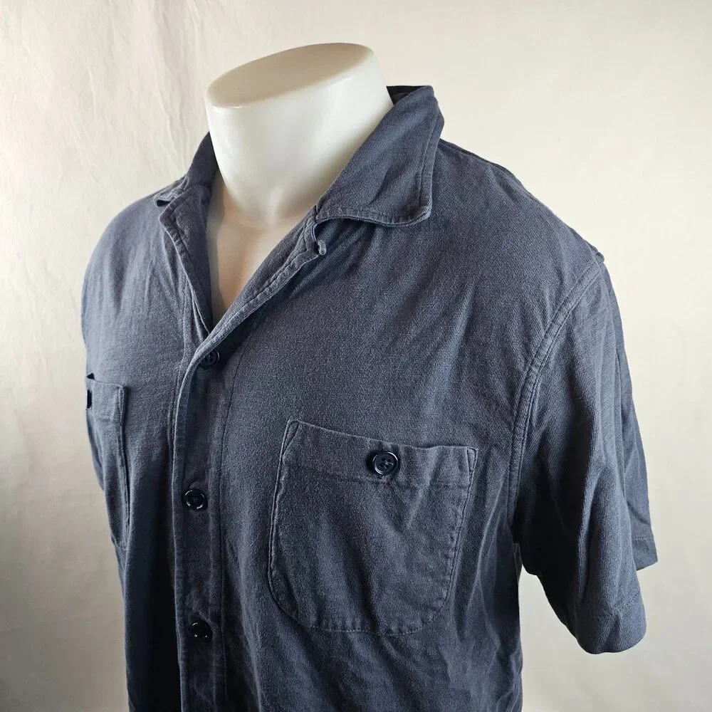 J Crew Shirt Mens Large Gray Garment Dyed Slub Cotton Button Up  Harbor Camp